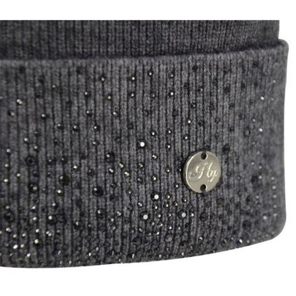 HyFASHION Womens/Ladies Alaska Diamante Bobble Hat / Gray/Black - Picture 3 of 3